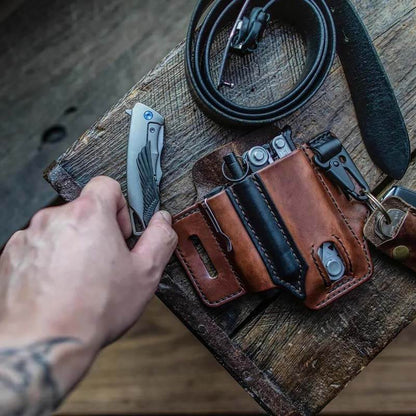EDC-Gurtschleif-Taille Multitool-Kasten aus echtem Leder