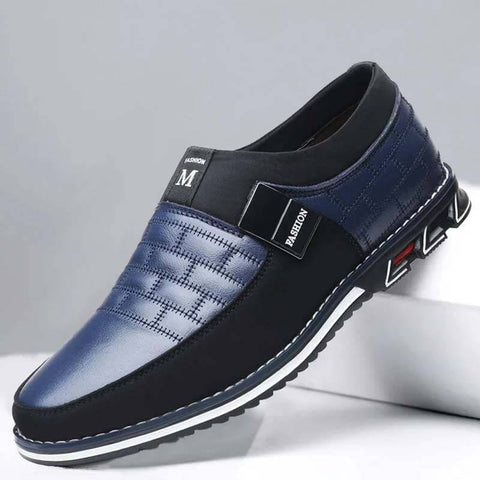 Kaegreel Herren Echtes Leder Spleißen Rutschfeste Metall Weiche Sohle Casual Schuhe