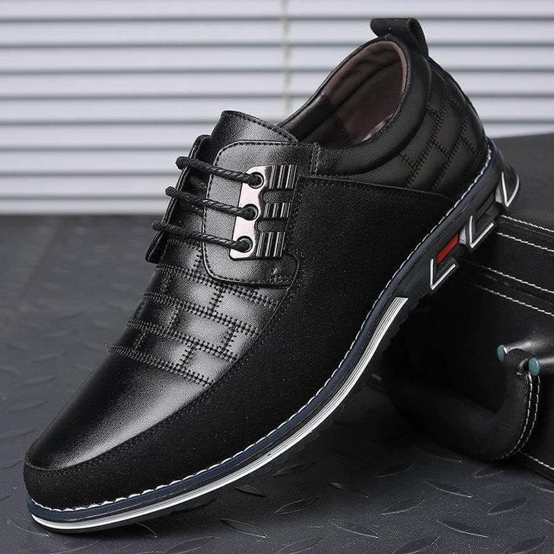 Kaegerel Men's ultra fine fiber Leather Splice antidérapant METAL DECORATION Casual shoe