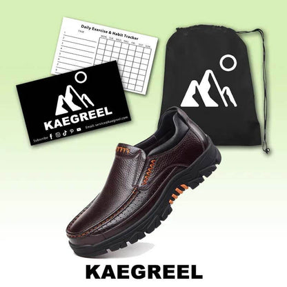 Kaegreel Hombre Cuero de vaca Impermeable Cómodo No Slip Slight Slip On Casual Shoes
