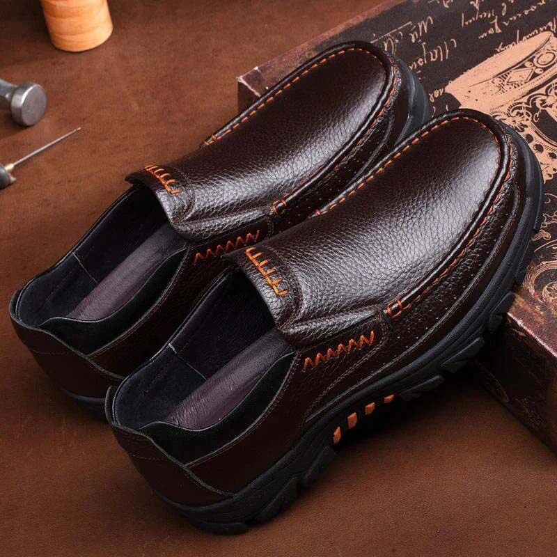 Kaegreel Hombre Cuero de vaca Impermeable Cómodo No Slip Slight Slip On Casual Shoes