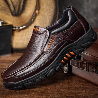 Kaegreel Hombre Cuero de vaca Impermeable Cómodo No Slip Slight Slip On Casual Shoes