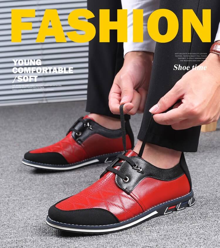 Kaegreel maschile in pelle scozzese in pelle morbida con comode scarpe casual