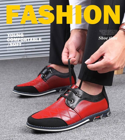 Kaegreel maschile in pelle scozzese in pelle morbida con comode scarpe casual