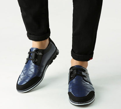 Kaegreel maschile in pelle scozzese in pelle morbida con comode scarpe casual