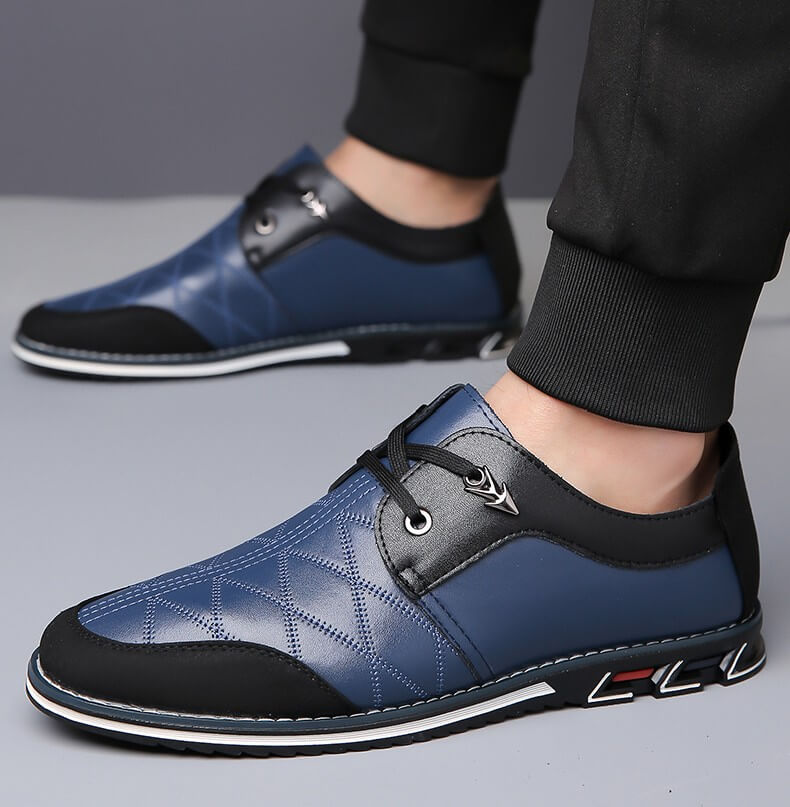 Kaegreel maschile in pelle scozzese in pelle morbida con comode scarpe casual