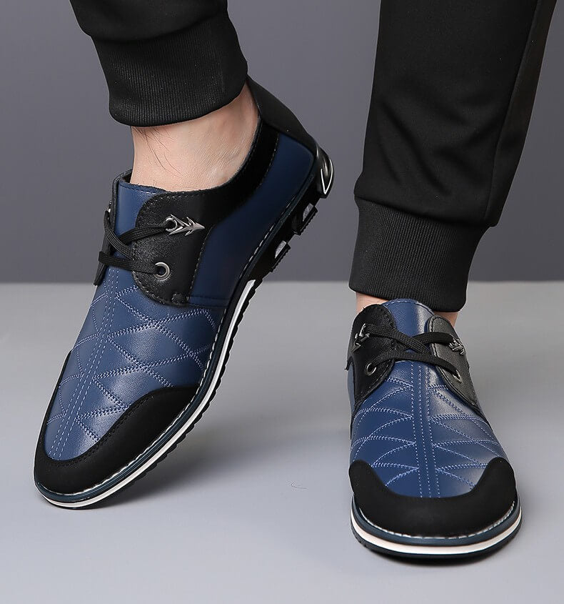 Kaegreel maschile in pelle scozzese in pelle morbida con comode scarpe casual
