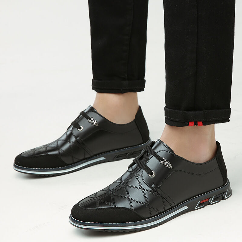 Kaegreel maschile in pelle scozzese in pelle morbida con comode scarpe casual