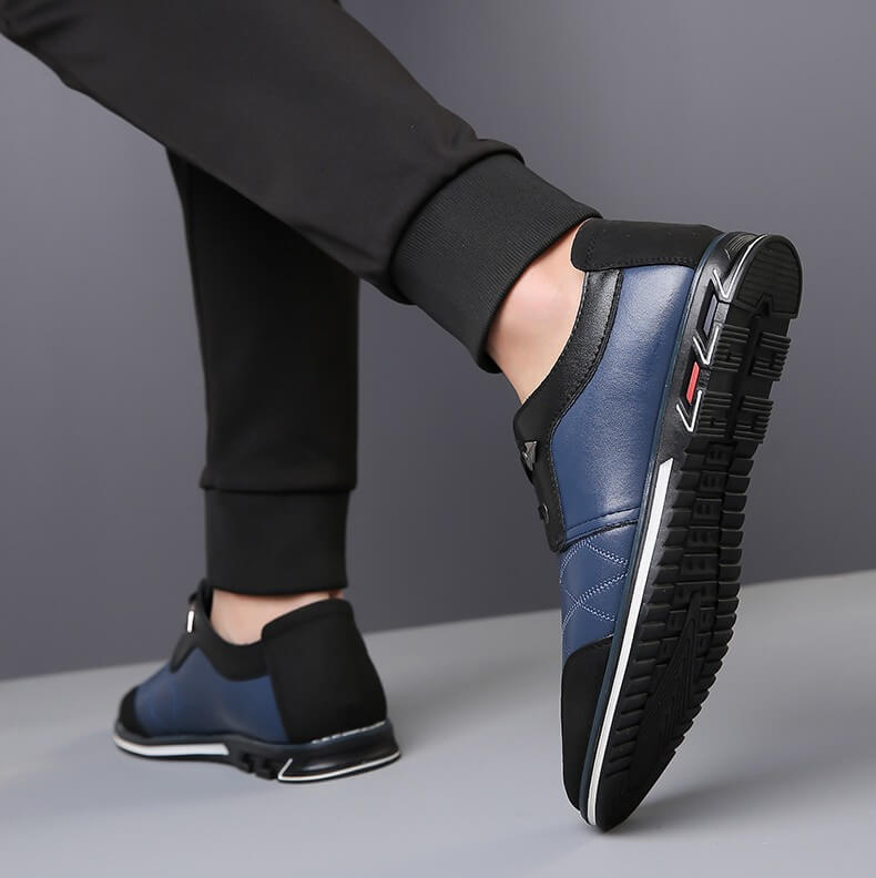 Kaegreel maschile in pelle scozzese in pelle morbida con comode scarpe casual