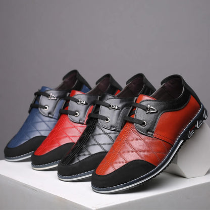 Kaegreel maschile in pelle scozzese in pelle morbida con comode scarpe casual