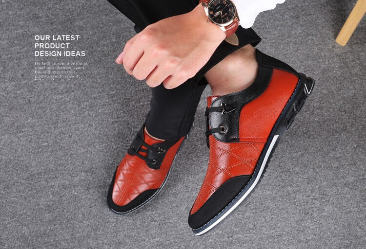 Kaegreel maschile in pelle scozzese in pelle morbida con comode scarpe casual