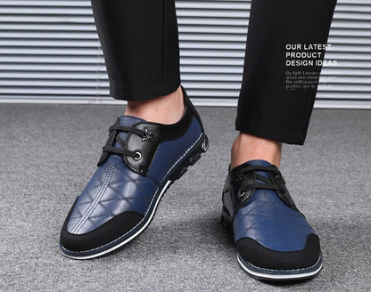 Kaegreel maschile in pelle scozzese in pelle morbida con comode scarpe casual