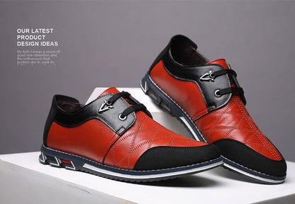 Kaegreel maschile in pelle scozzese in pelle morbida con comode scarpe casual