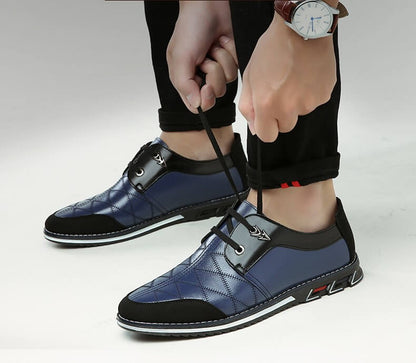 Kaegreel maschile in pelle scozzese in pelle morbida con comode scarpe casual