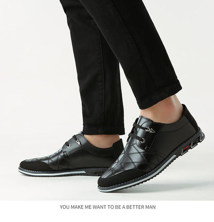 Kaegreel maschile in pelle scozzese in pelle morbida con comode scarpe casual