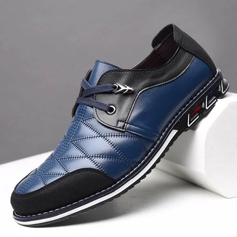 Kaegreel Men's Plaid Leather Soft Lace Up Comfy Casual Shoes