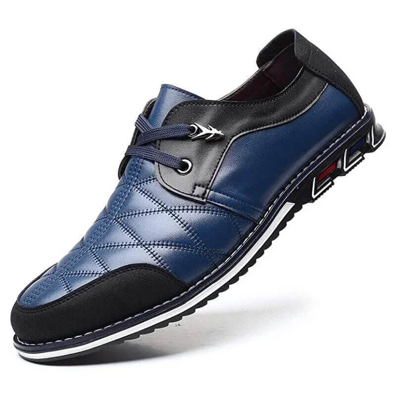 Kaegreel Hombres de cuero a cuadros Soft Lace Up Comfy Casual Zapatos