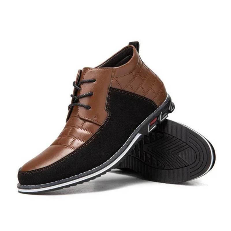 Botas de tobillo de cuero ocasionales de cordón de punta redonda para hombres (ancho de zapato estrecho, tamaño más grande.)