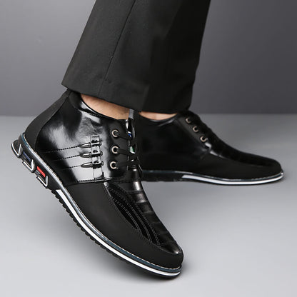 Men's microfiber leather rivet lace-up business casual ankle boots (narrow shoe width, larger size recommended.)