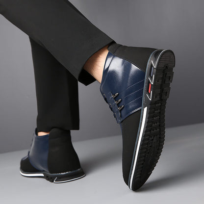 Men's microfiber leather rivet lace-up business casual ankle boots (narrow shoe width, larger size recommended.)
