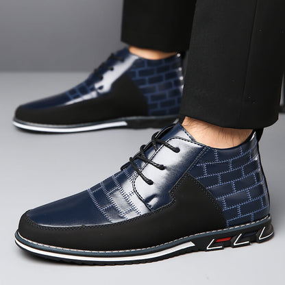 Men's microfiber leather rivet lace-up business casual ankle boots (narrow shoe width, larger size recommended.)