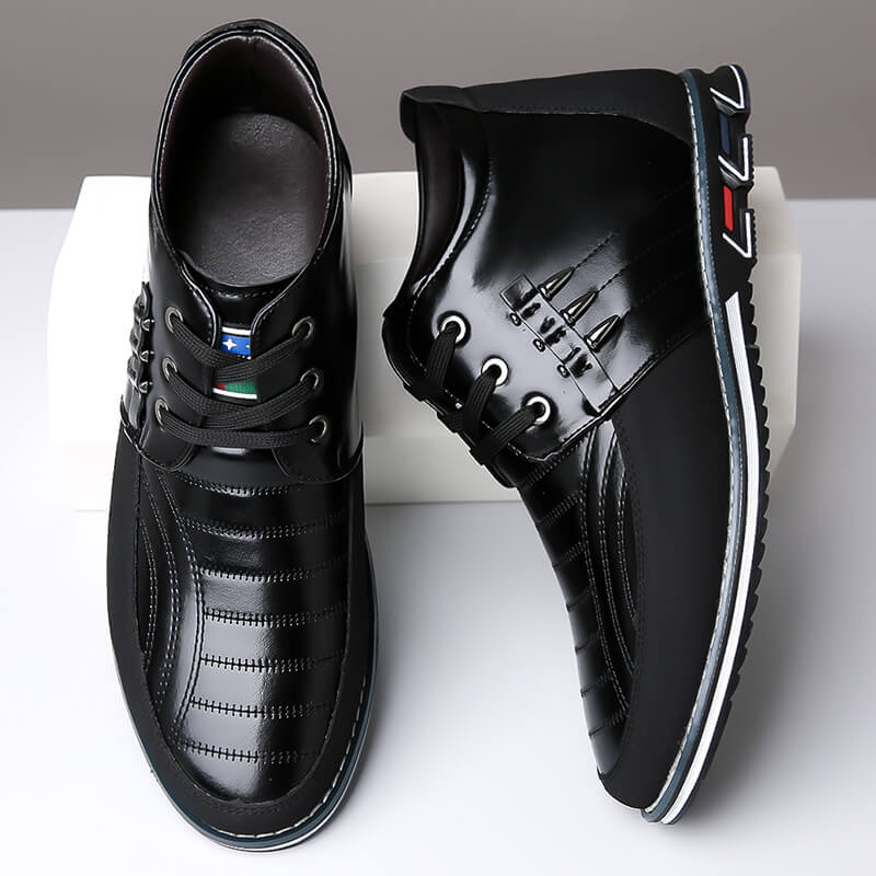 Men's microfiber leather rivet lace-up business casual ankle boots (narrow shoe width, larger size recommended.)