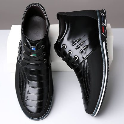Men's microfiber leather rivet lace-up business casual ankle boots (narrow shoe width, larger size recommended.)
