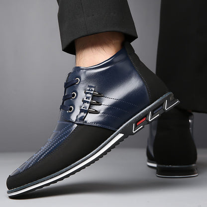 Men's microfiber leather rivet lace-up business casual ankle boots (narrow shoe width, larger size recommended.)
