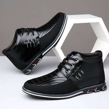 Men's microfiber leather rivet lace-up business casual ankle boots (narrow shoe width, larger size recommended.)
