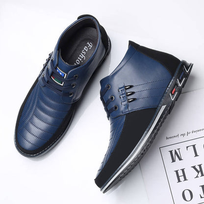 Men's microfiber leather rivet lace-up business casual ankle boots (narrow shoe width, larger size recommended.)