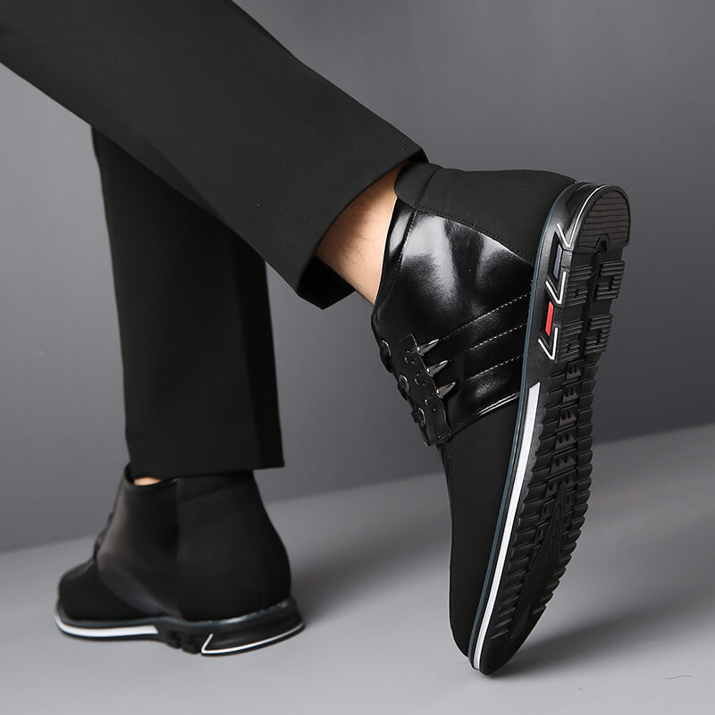 Men's microfiber leather rivet lace-up business casual ankle boots (narrow shoe width, larger size recommended.)