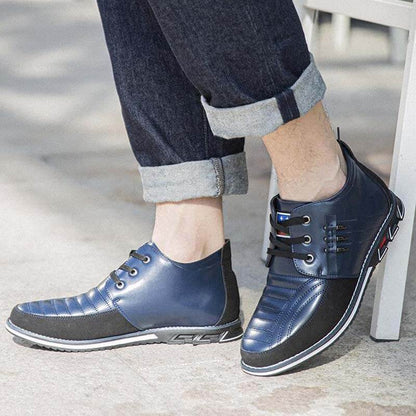 Men's microfiber leather rivet lace-up business casual ankle boots (narrow shoe width, larger size recommended.)