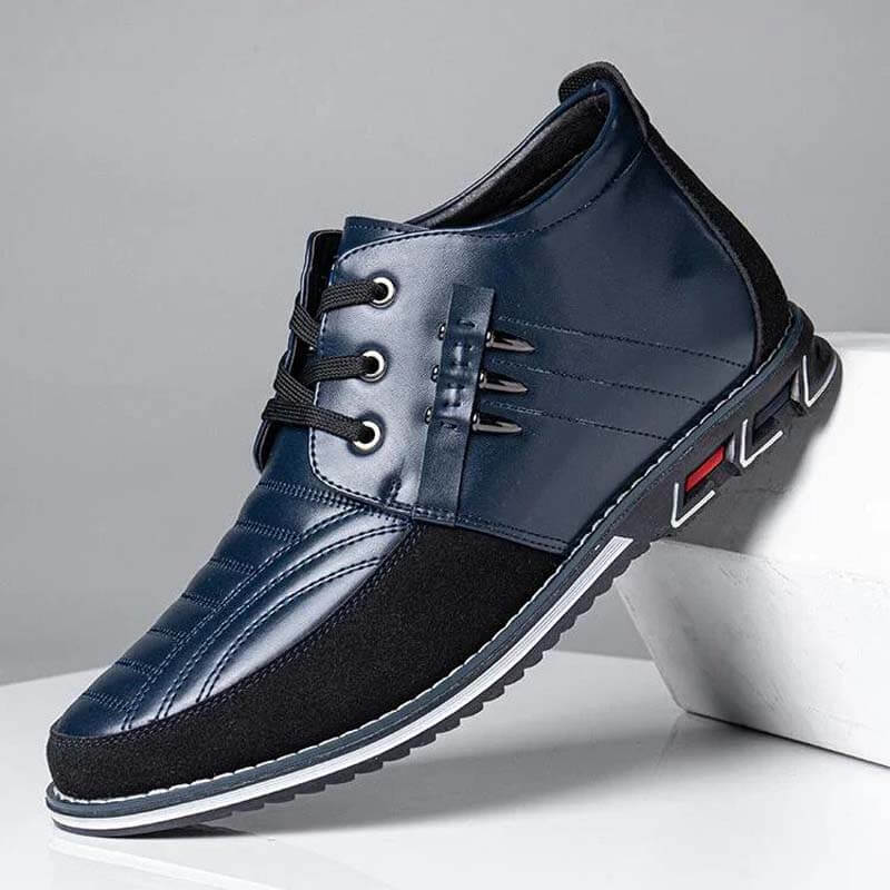 Men's microfiber leather rivet lace-up business casual ankle boots (narrow shoe width, larger size recommended.)