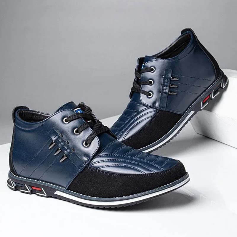 Men's microfiber leather rivet lace-up business casual ankle boots (narrow shoe width, larger size recommended.)