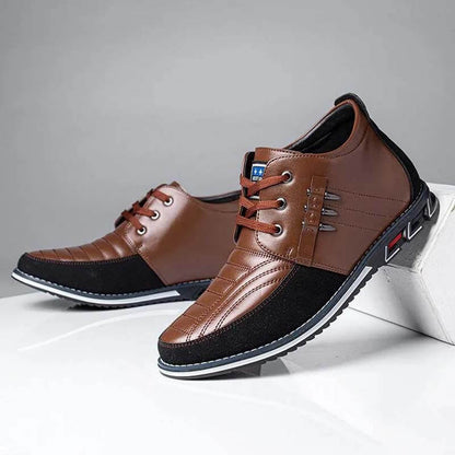 Men's microfiber leather rivet lace-up business casual ankle boots (narrow shoe width, larger size recommended.)