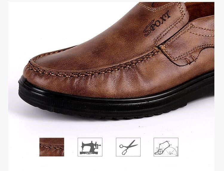 Men's Retro Color Leather Large Size Soft Sole Casual Shoes