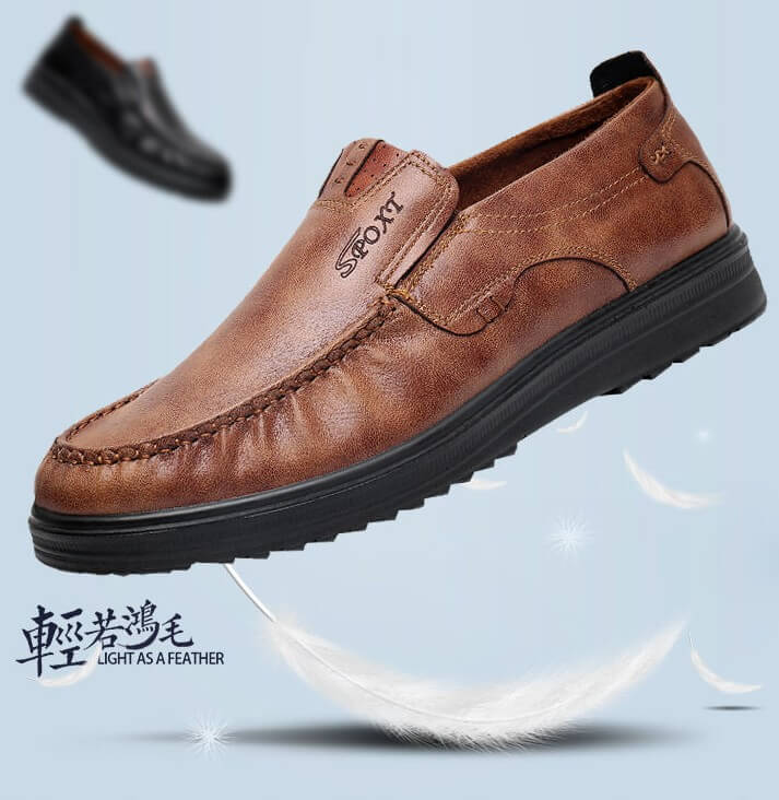 Men's Retro Color Leather Large Size Soft Sole Casual Shoes