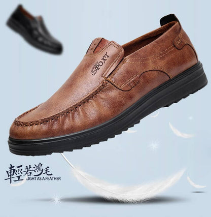 Men's Retro Color Leather Large Size Soft Sole Casual Shoes