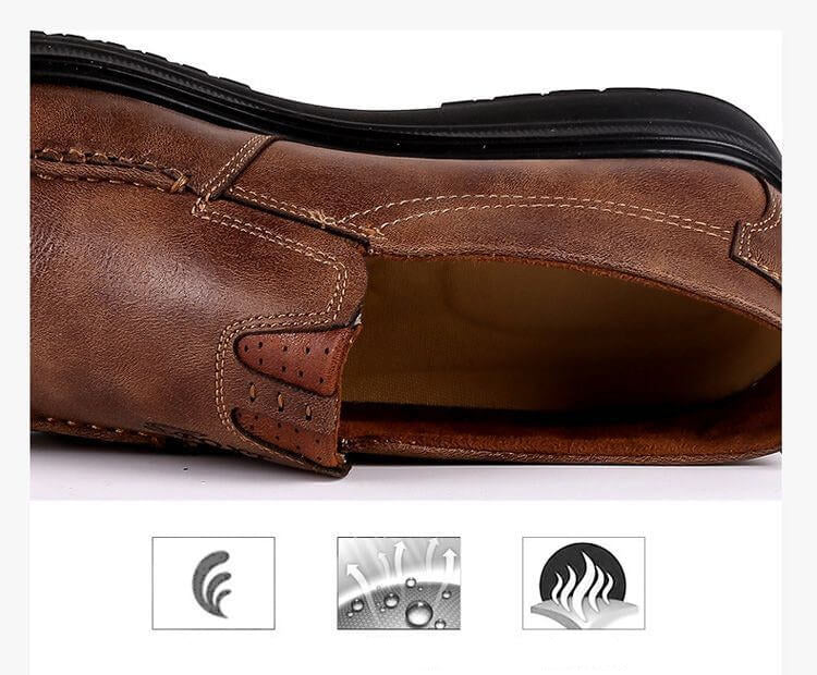 Men's Retro Color Leather Large Size Soft Sole Casual Shoes