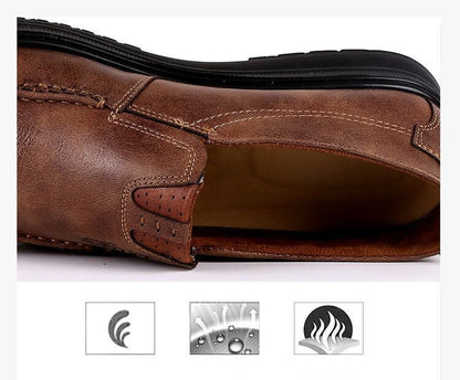 Men's Retro Color Leather Large Size Soft Sole Casual Shoes