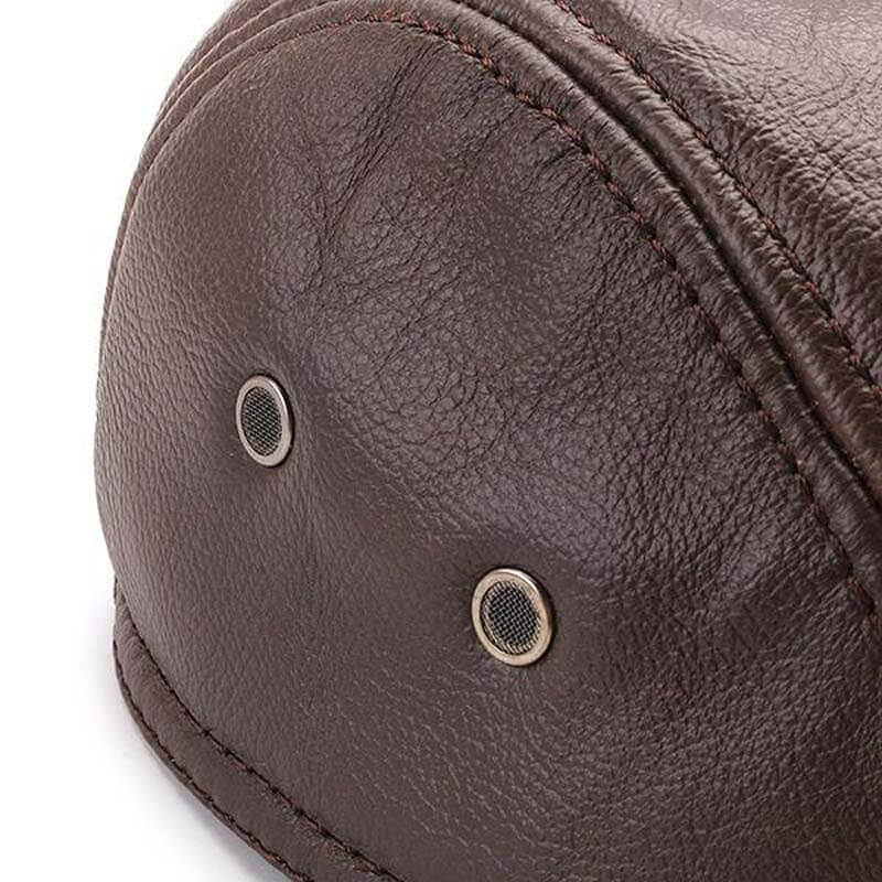 Herrenweinlese Echte Rindsleder Baret Caps Ohrklappen Winddichte Duckbill Warme Schwarz Braun Hüte