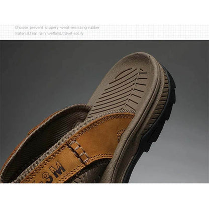 Zapatos de cuero Sandalias para hombres Flip Flip Flip Zapatos casuales para hombres Masaje clásico Masaje de playa Anti-Slip