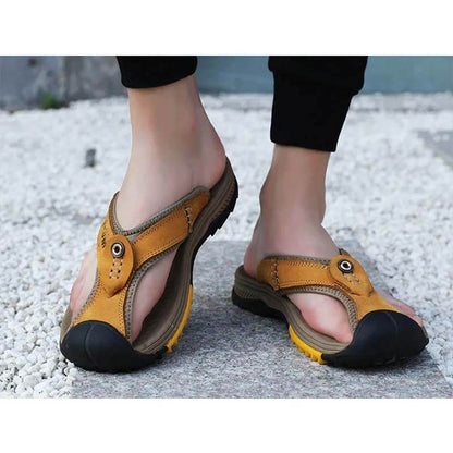 Zapatos de cuero Sandalias para hombres Flip Flip Flip Zapatos casuales para hombres Masaje clásico Masaje de playa Anti-Slip