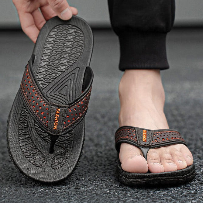 Men Sandals Leather Sport Flip Flops Comfort Casual Outdoor
