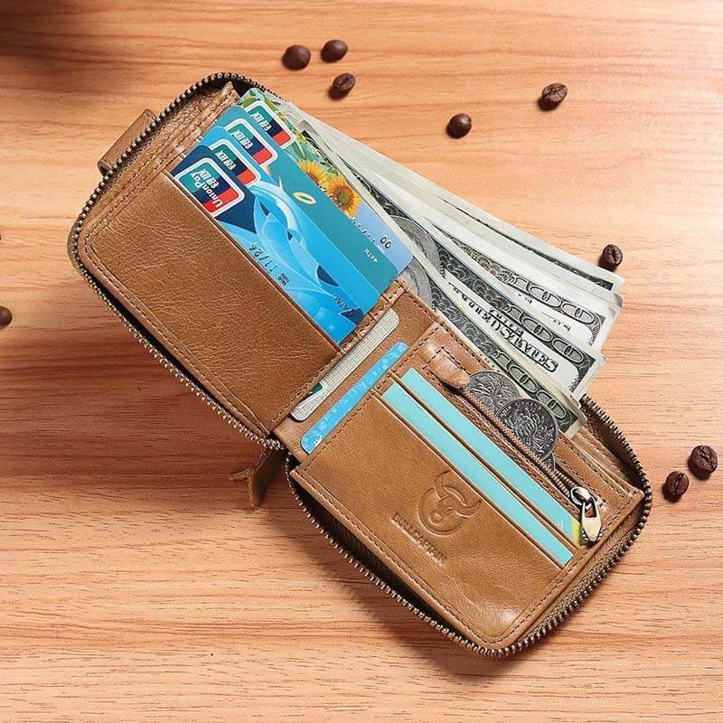 Hommes RFID Antimagnétique Solid Solid Sacs Soux de Card Sac à maille de monnaie Portefeuille à glissière