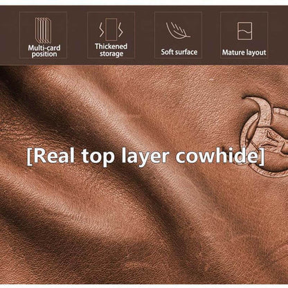 Mero retro billetera de cuero con cremallera con cremallera de cuero billetera corta titular de la tarjeta Cartera RFID billetera