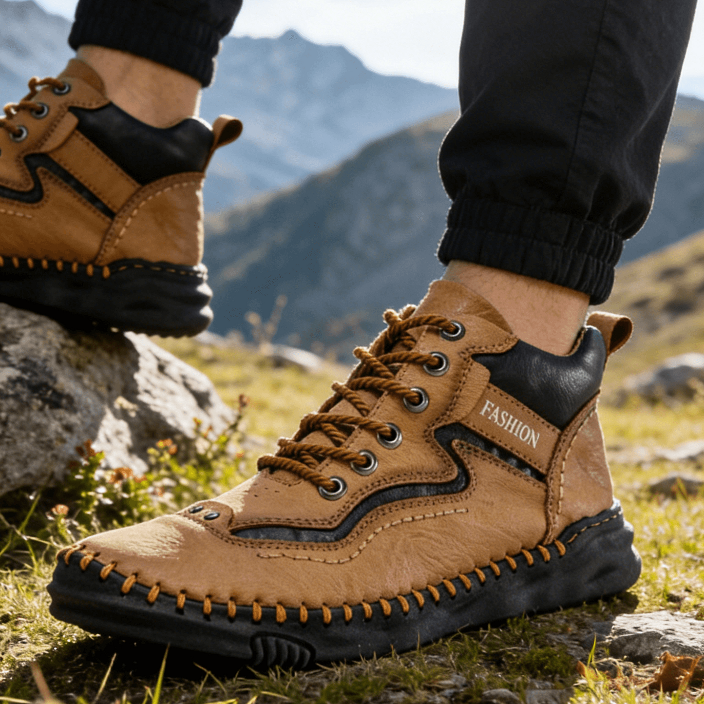 Herren-Mid-Top-Martin-Stiefel handgaste Retro-Lederschuhe