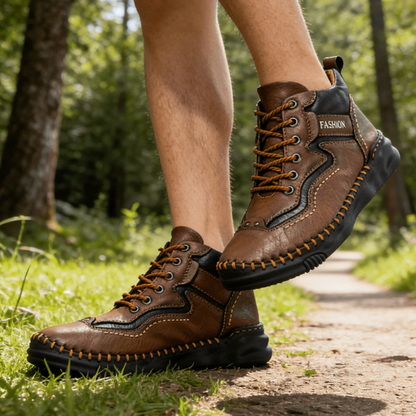 Herren-Mid-Top-Martin-Stiefel handgaste Retro-Lederschuhe
