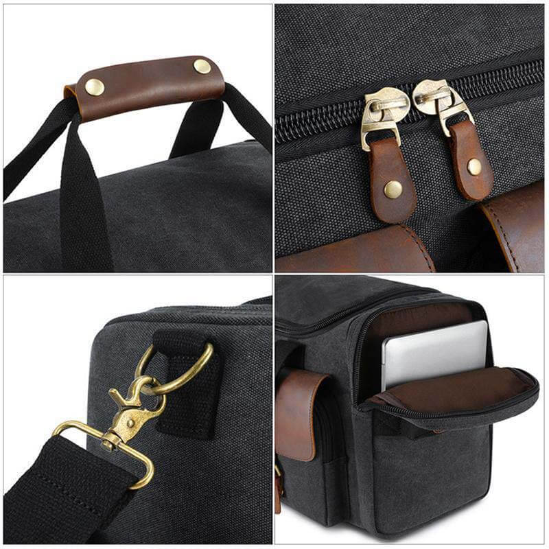 Bolsas retro de cuero por lienzo portátil de alta capacidad para hombres de Kaegreel