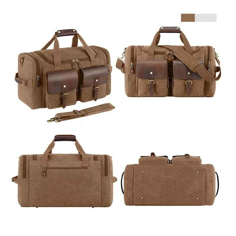 Bolsas retro de cuero por lienzo portátil de alta capacidad para hombres de Kaegreel